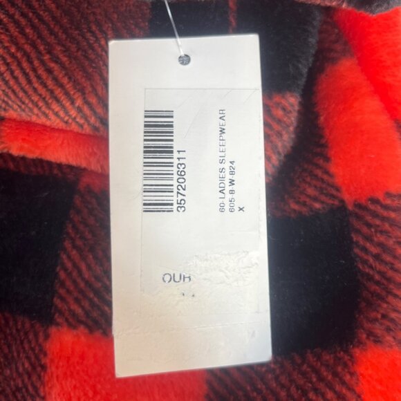 Jenni Intimates Hooded Robe Womens Medium/Large Red Black New Belted - Picture 8 of 8